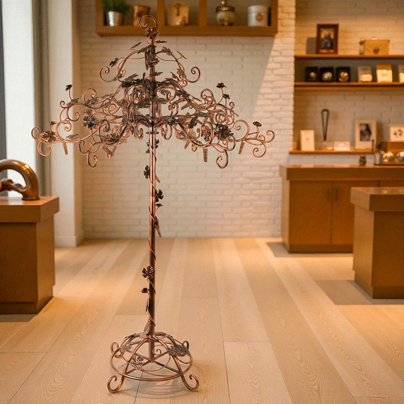 67 po Grand arbre à roses en fer Stephania, 66.96" H x 45.67" W x 45.67" D, Brown