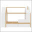 Lit plateforme simple avec tiroirs, lit maison en bois massif avec tablettes, conception enfantine, blanc et naturel