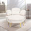 Chaise d'appoint ronde en velours côtelé avec appui-tête réglable, coussins décoratifs et repose-pieds - Canapé-lit convertible pour petits espaces-1137800060
