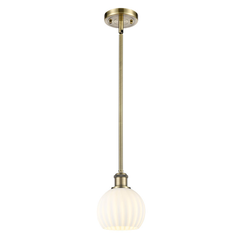 Luminaire suspendu 1 lumière Sabanc, H 8 po x l 6 po x P 6 po, Laiton antique