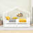 Full Size Wood House-Shaped Bed With Sky Roof And Storage Drawers-999061104