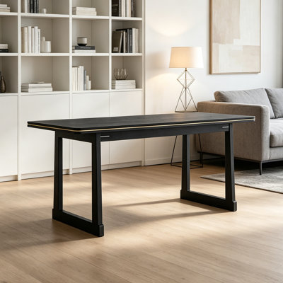 Practical Black Solid Wood Rectangular Desk