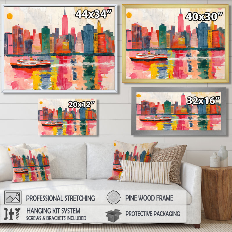 Décoration murale Guilherme - New York City, H 12 po x l 20 po, Cadre simple noir