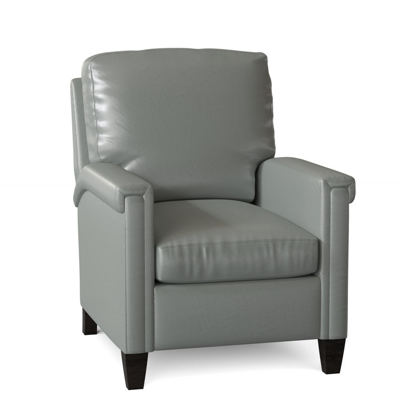 Kara 32" Wide Faux Leather Standard Recliner, Aline Light Gray Stonewash Genuine Leather, Cobblestone, Manual