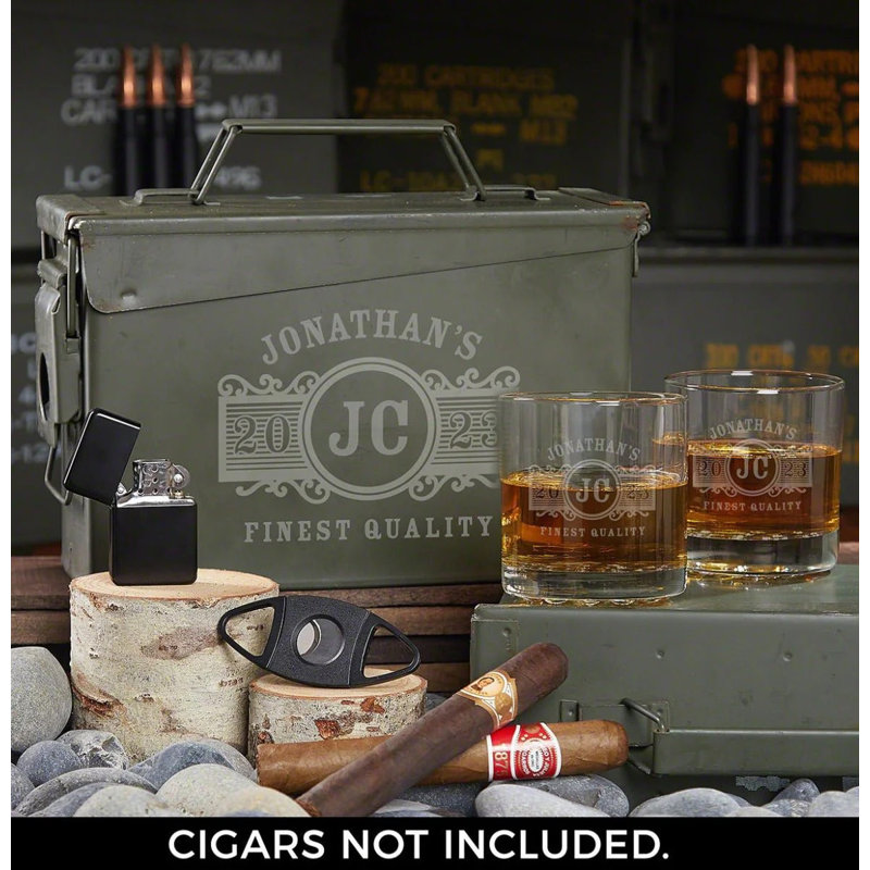Ensemble de boîtes à munitions personnalisées avec verres à whisky Yeslin 10,25, Oui