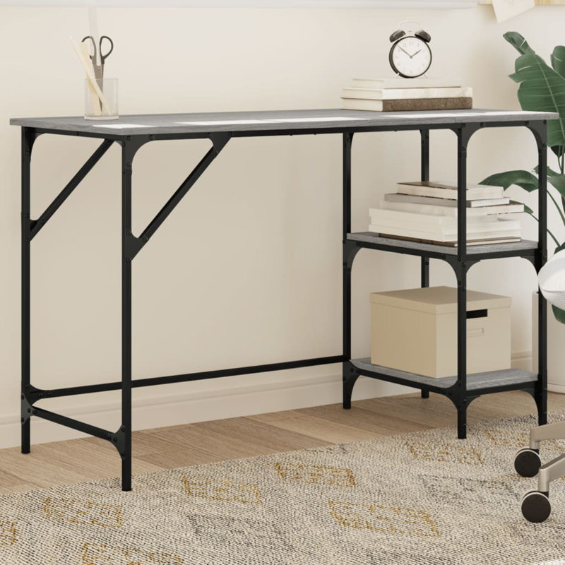 Cascadera Metal Base Writing Desk, 75cm H x 120cm W x 50cm D, Grey Sonoma