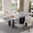 Modern 78.7" Dining Table, Glossy Sintered Stone Top, Stainless Steel Double Legs for 8-10