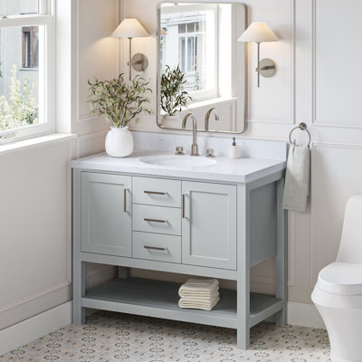 Single Bathroom Vanity with Carrara Quartz Top
