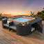 Ensemble de canapé modulaire en rotin gris avec rangement et mini canapé pour la relaxation du spa extérieur-129200494