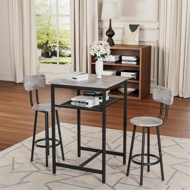 Bar Table, Equipped With 2 Bar Stools , With Backrest And Partition