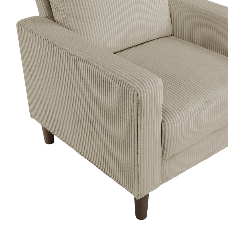 Ensemble de canapé moderne et moderne 3 pièces Canapé confortable Causeuse en velours côtelé taupe Mobilier de salon en bois massif
