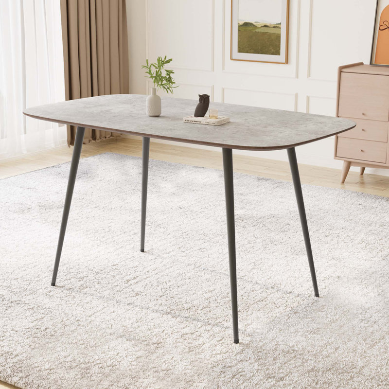 Table de salle à manger moderne avec pieds en métal, Gris / Gris, H 29,9 po x L 47,2 po x l 27,5 po