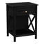 Table d'appoint, table de bout, table d'appoint, 2 niveaux, chambre à coucher, table de chevet, tiroir de rangement, placage, transitionnel-1329980027