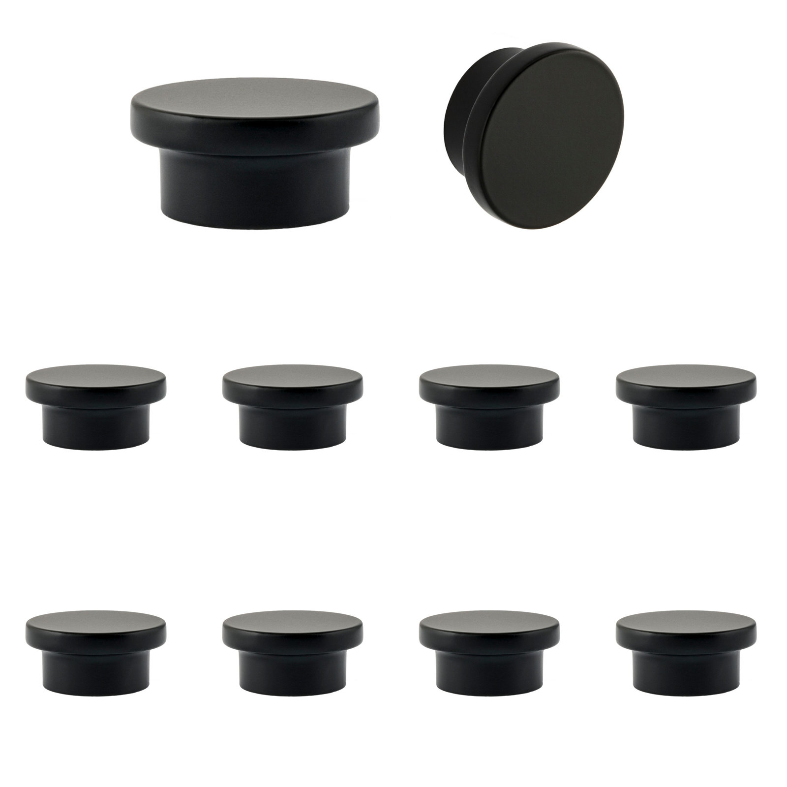 Oversized Ethan Round Knob Multipack, Matte Black, 1 5/8"