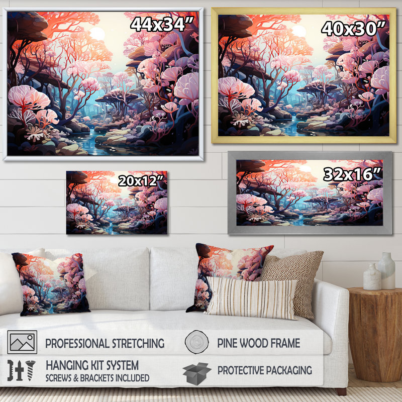 Magnifique paysage sous la mer - salon d'art mural plage et océan, Cadre flottant blanc, H 24 po x l 32 po x P 1 po