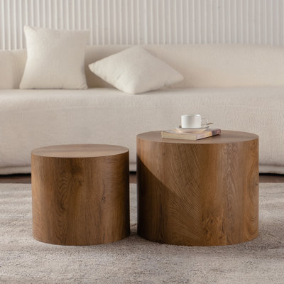 Ensemble de 2 tables basses rondes en bois Nesting