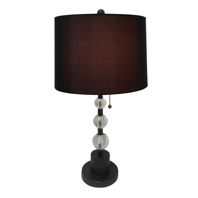 Lampe de table boule de cristal Risa, Rouge, Bronze huilé, H 26 po x l 26 po x P 26 po