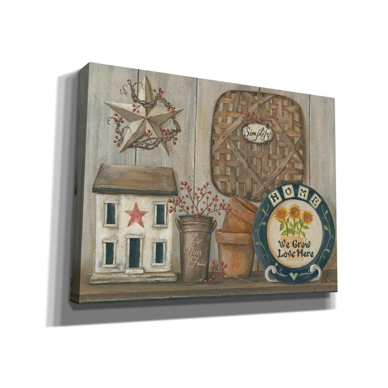 «Home Country Shelf» par Pam Britton, art mural sur toile, H 12 po x l 16 po x P 0,75 po