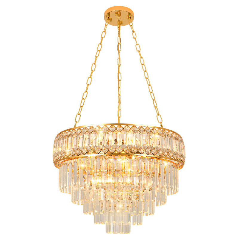 Lustre à niveaux Jazmari, Doré, 18.9" H x 29.5" W x 29.5" D, 15 lumières