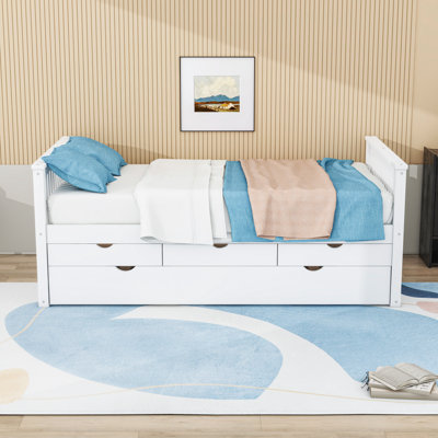Wood Daybed with Drawers and Trundle