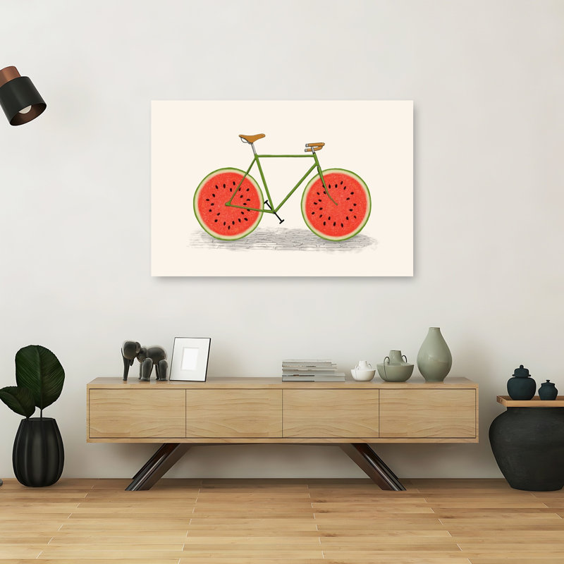 Watermelon, impression d'art mural contemporain bicyclette, H 40 po x l 60 po