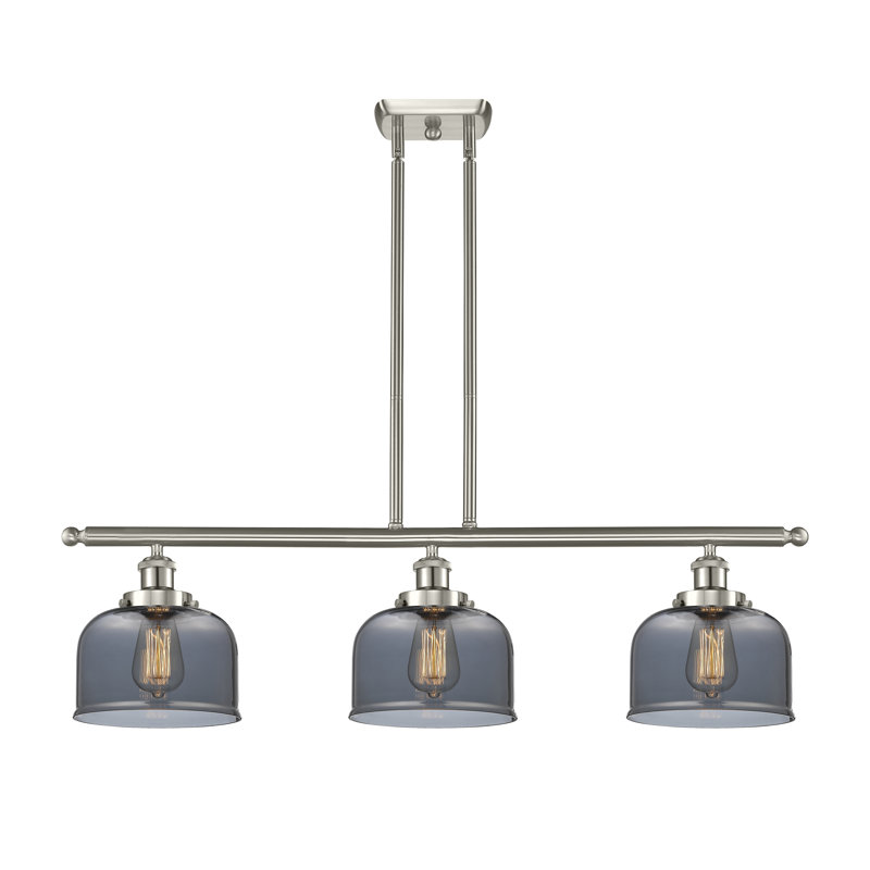 Luminaire suspendu linéaire à 3 lumières HamLake, Ampoule non incluse, Plaqué couleur fumée, Nickel satiné brossé