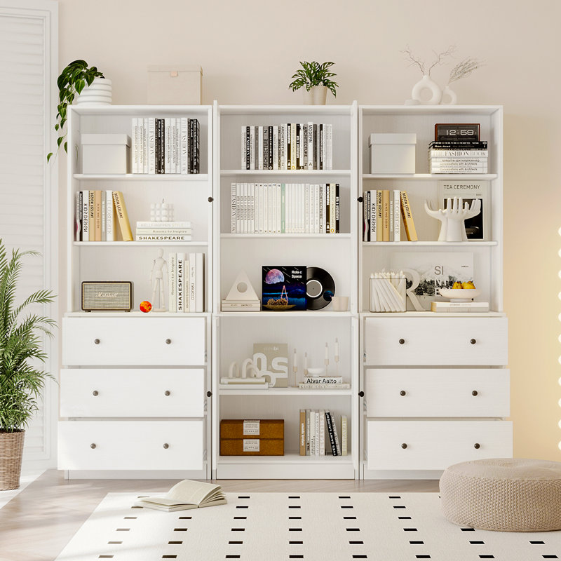 71" H X 71" W Glass Bookcase, White