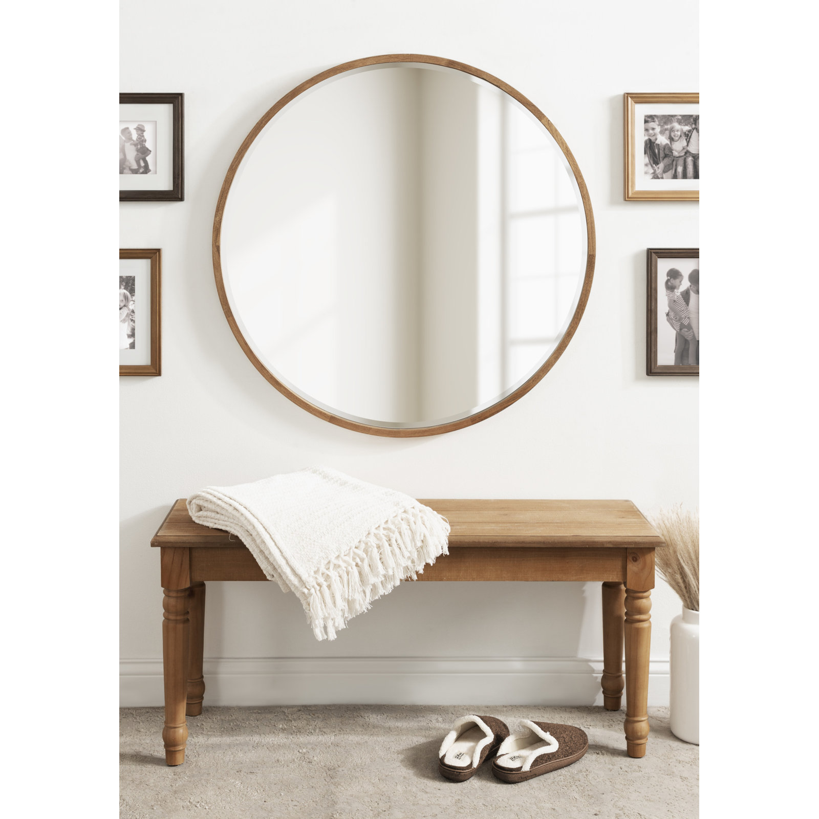 Glover Solid Wood Mirror, 34" x 34", Rustic Brown