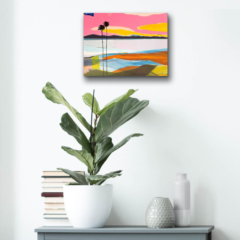  «Where The Palms Sway 2» par Jan Weiss, art mural en verre acrylique, 16 po x 12 po