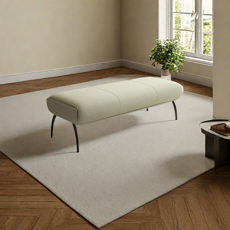 Banc rembourré Tabathe Sherpa, Vert fruit, H 17,71 po x l 47,24 po x P 17,71 po