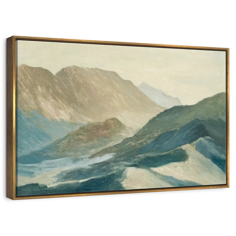 Silhouette de montagne, Cadre flottant doré, 37 po x 25 po