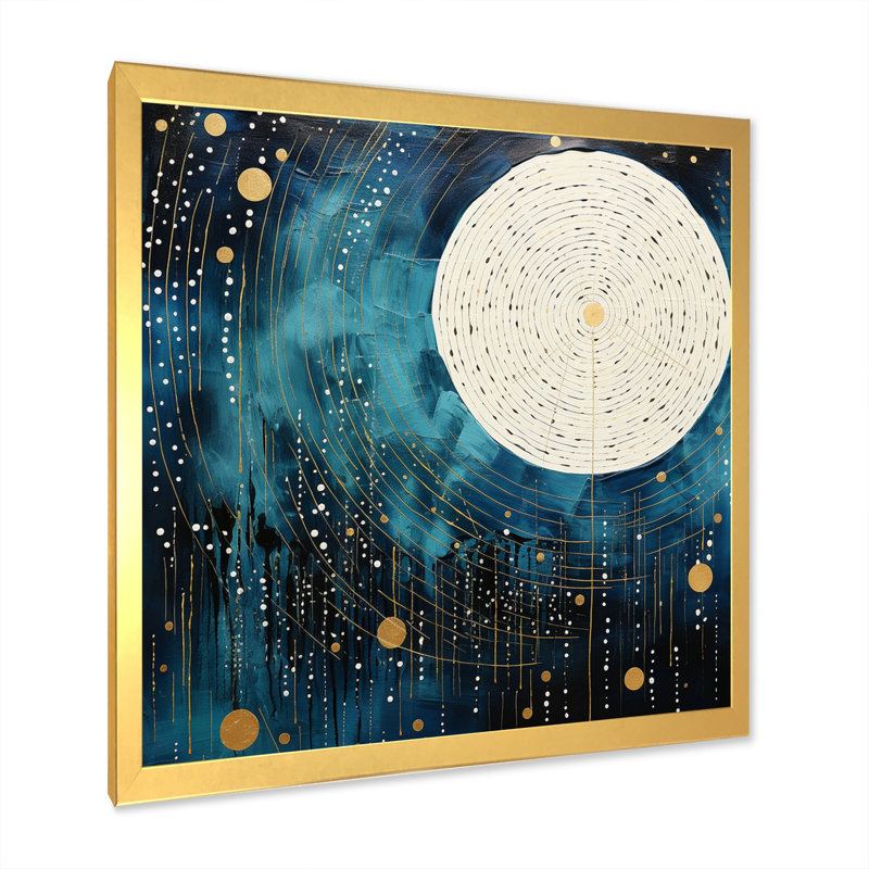 Lune bleue minimalisme IV sur toile, H 30 po x l 30 po x P 1 po, Cadre doré à une seule photo