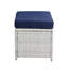 9 pièces en tissu bleu et bistro - chaises, repose-pieds, table avec 4 repose-pieds