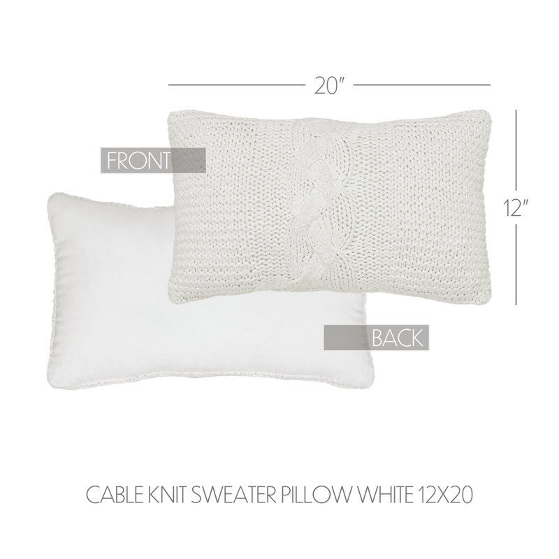 Coussin en tricot torsadé blanc 12 x 20