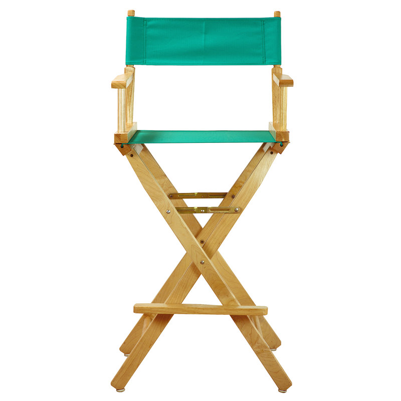 30" Folding Director Chair with Canvas, Natural, Teal