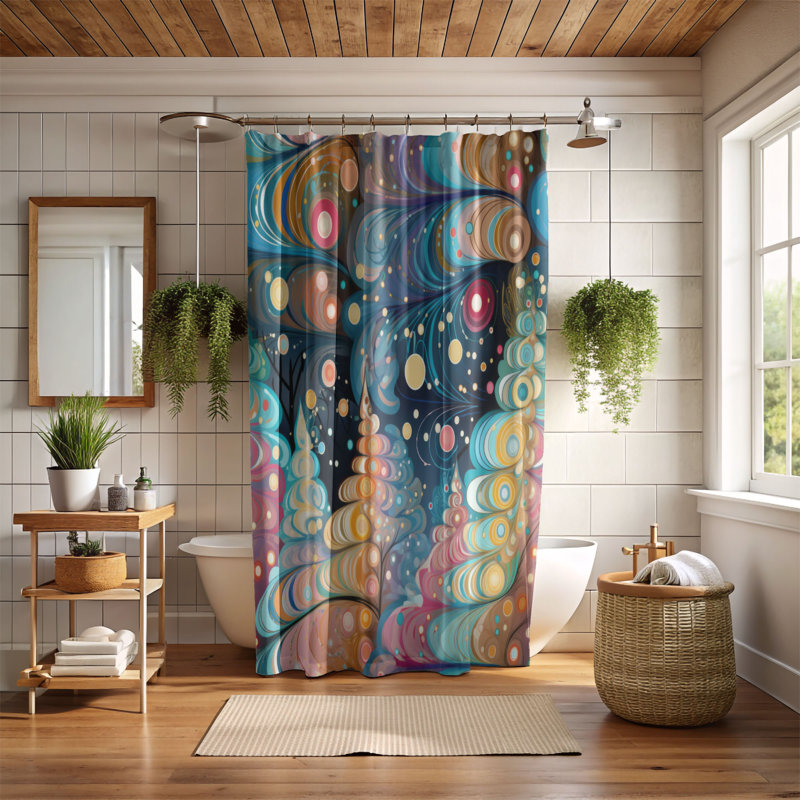 Rideau de douche Holiday Evergreen, H 74 po x l 71 po