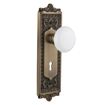 Assiette à œuf et fléchettes Nostalgic Warehouse avec trou de serrure décoratif et bouton de porte en porcelaine blanche