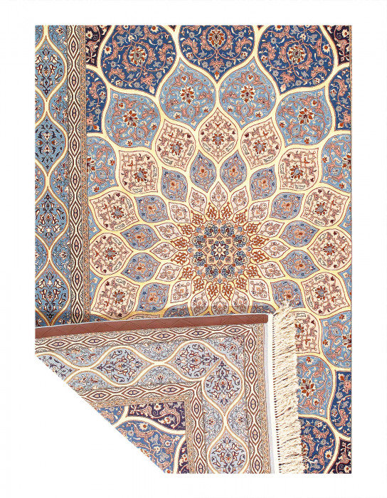 Tapis unique en laine et en soie 7 pi 11 po x 5 pi