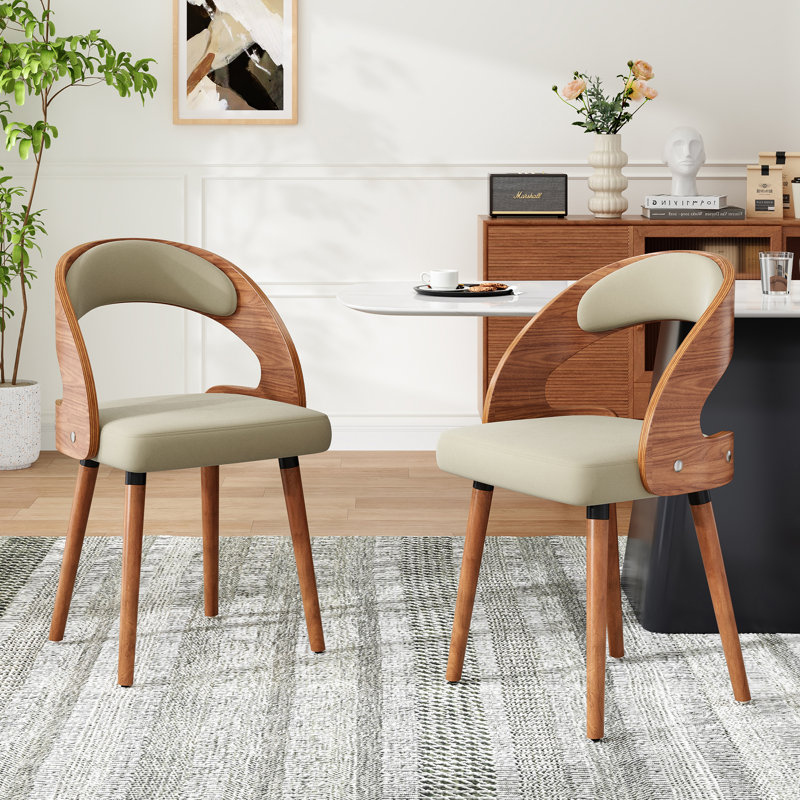 Chaise rembourrée avec structure en bois, Vert, 2