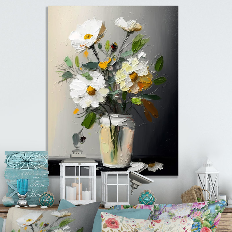 «Still Life with Blossoming White Flowers I», reproduction sur toile, H 40 po x l 30 po x P 1,5 po, Toile tendue