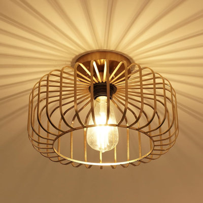 Gold Sunburst Ceiling Light - Hallway Lighting Fixtures, Industrial Semi Flush Mount Light Fixture, Farmhouse Lighting for Kitchen Entryway Bedroom Laundry Room, 11.22 Inch, Gold Shade