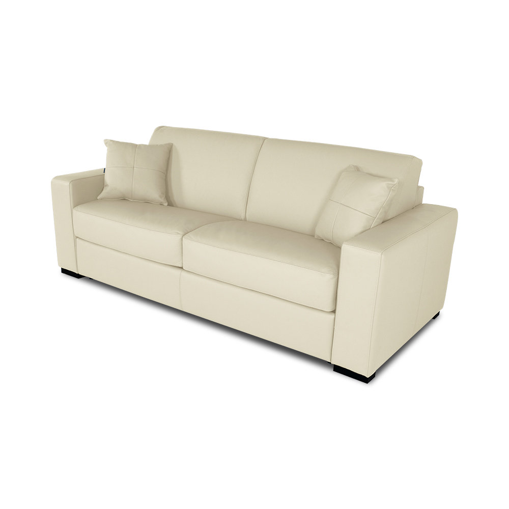 Latitude Run® Cappella Italian 85" Top Grain Leather Square Arm Sofa