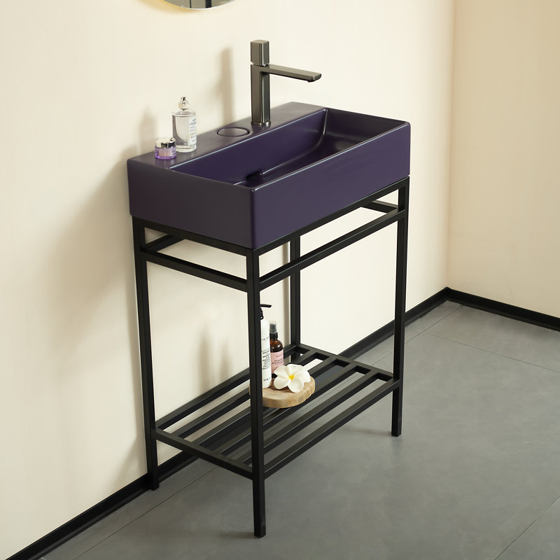 Meuble-lavabo Lofi avec lavabo en cÃ©ramique, Mauve, Noir