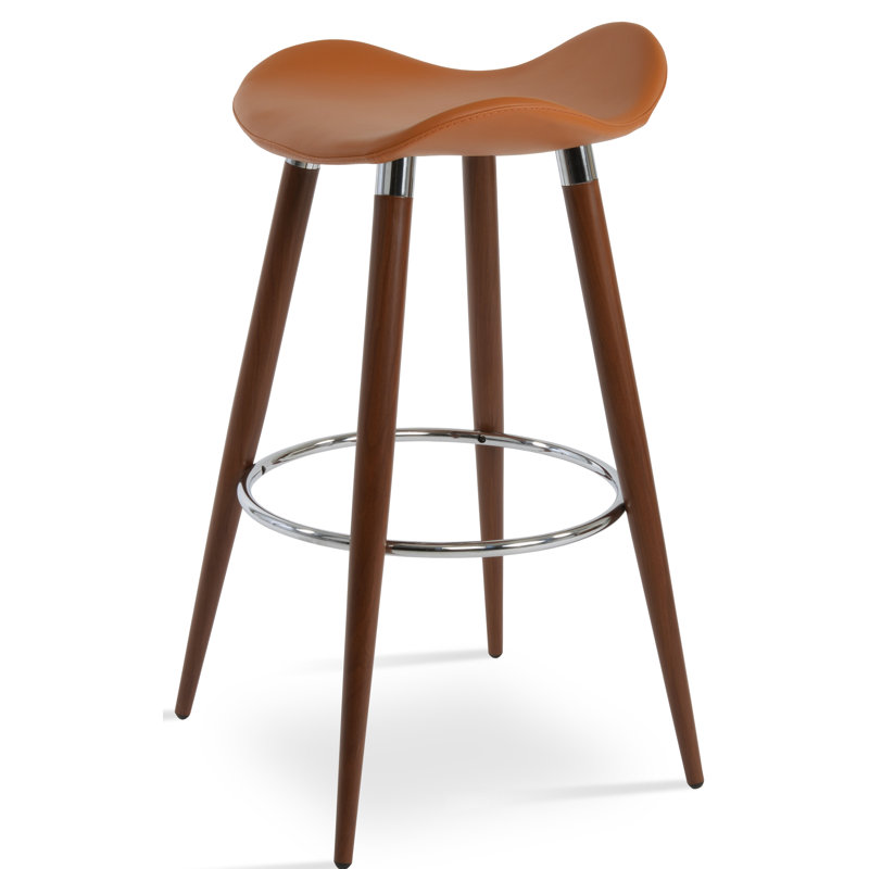 Tabouret de bar et de comptoir Moonyean, Noyer / poli, Caramel, Hauteur d'assise lorsque que le tabouret est placÃ