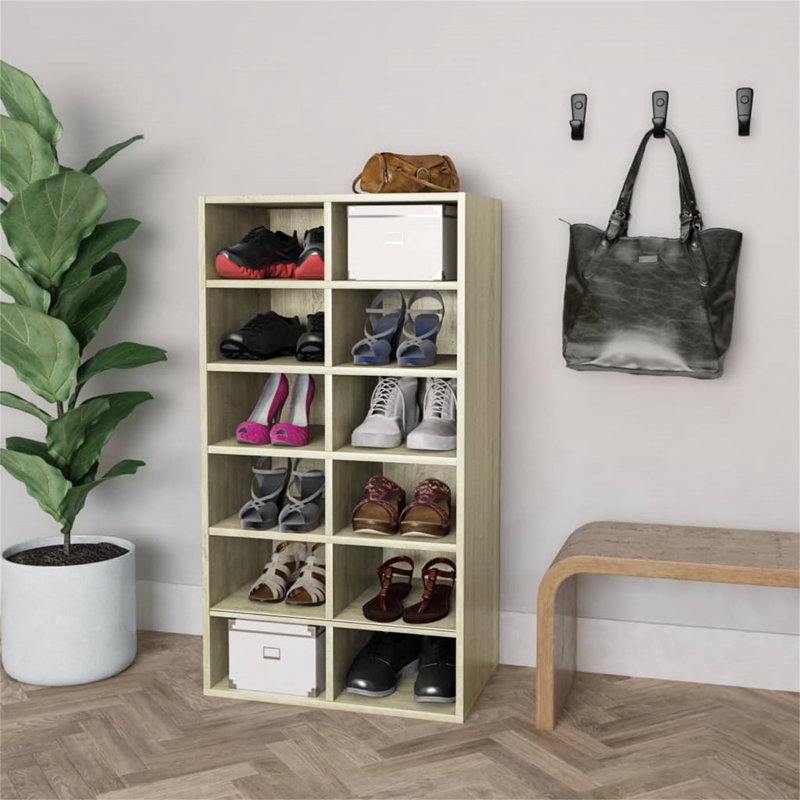 12 Pair Shoe Rack, Sonoma Oak