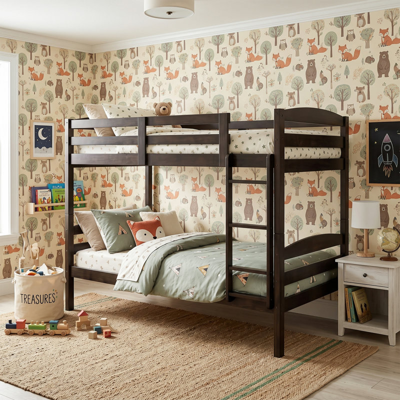 Lit superposé simple au-dessus de simple Jillynn, pour enfants, Brun