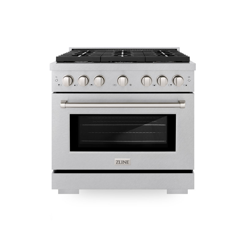 ZLINE 36 in. 5.2 cu. ft. Paramount Gas Range with 6 Burner Cooktop and Convection Gas Oven in Satin Stainless Steel