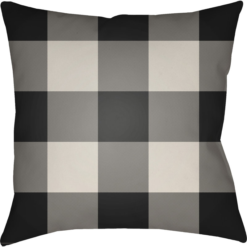 Buffalo Indoor/Outdoor Throw Pillow, Black/Red/Neutral, 20" H x 20" W x 4" D