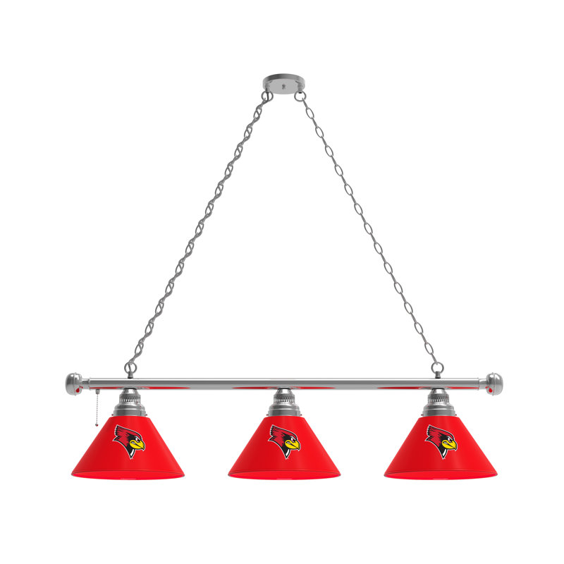 3 - Light Pool Table Lights Pendant, Chrome, Illinois State Redbirds