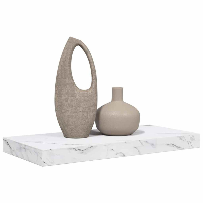 Floating Shelf, White Marble, 4cm H x 50cm W x 23cm D